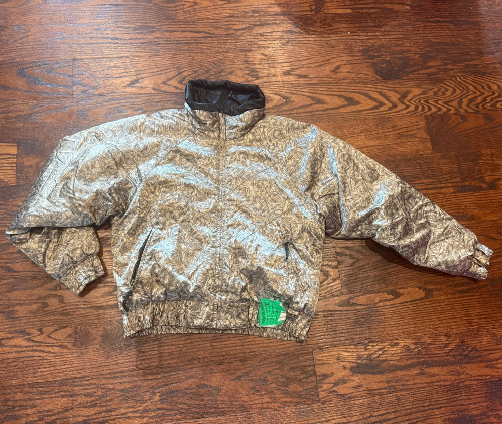 Edelweiss Metallic Gold Black Rose Ski Jacket Wms Sz Medium Vtg Park City Lift